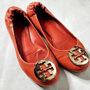 Tory burch Ballet slip on  Flats Brick Classic Gold Hardware Sz 6 US